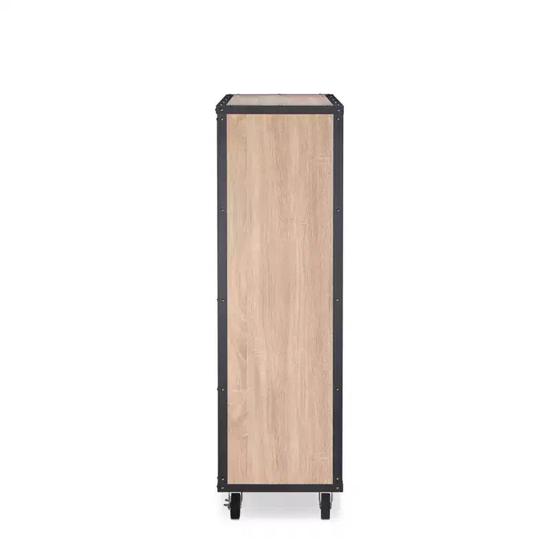 Cassettiera in legno Herty a 5 cassetti con rotelle