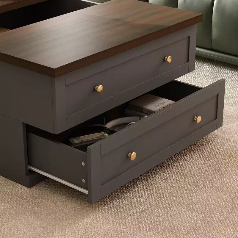 Tavolino Elegante e Funzionale - Corpo Grigio Scuro con Piano Marrone, Ideale per Soggiorni Moderni