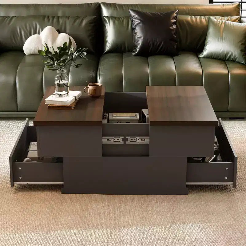 Tavolino Elegante e Funzionale - Corpo Grigio Scuro con Piano Marrone, Ideale per Soggiorni Moderni