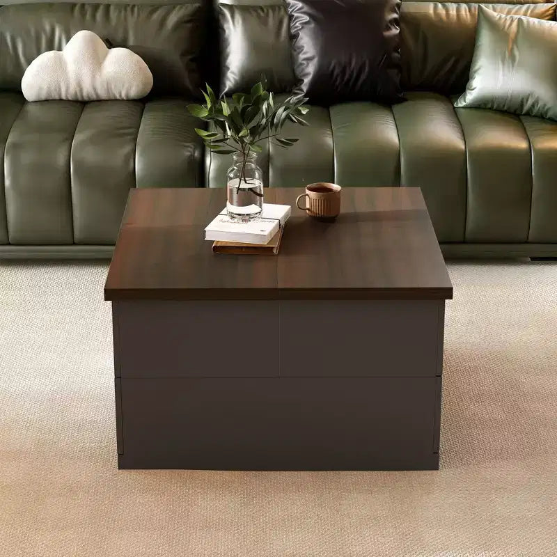 Tavolino Elegante e Funzionale - Corpo Grigio Scuro con Piano Marrone, Ideale per Soggiorni Moderni