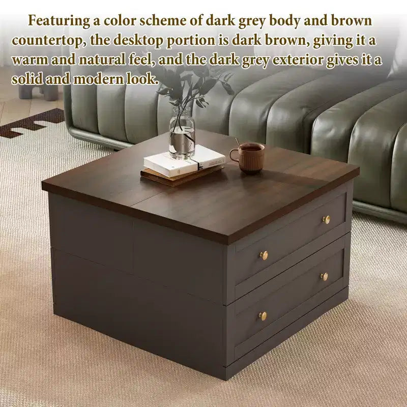Tavolino Elegante e Funzionale - Corpo Grigio Scuro con Piano Marrone, Ideale per Soggiorni Moderni