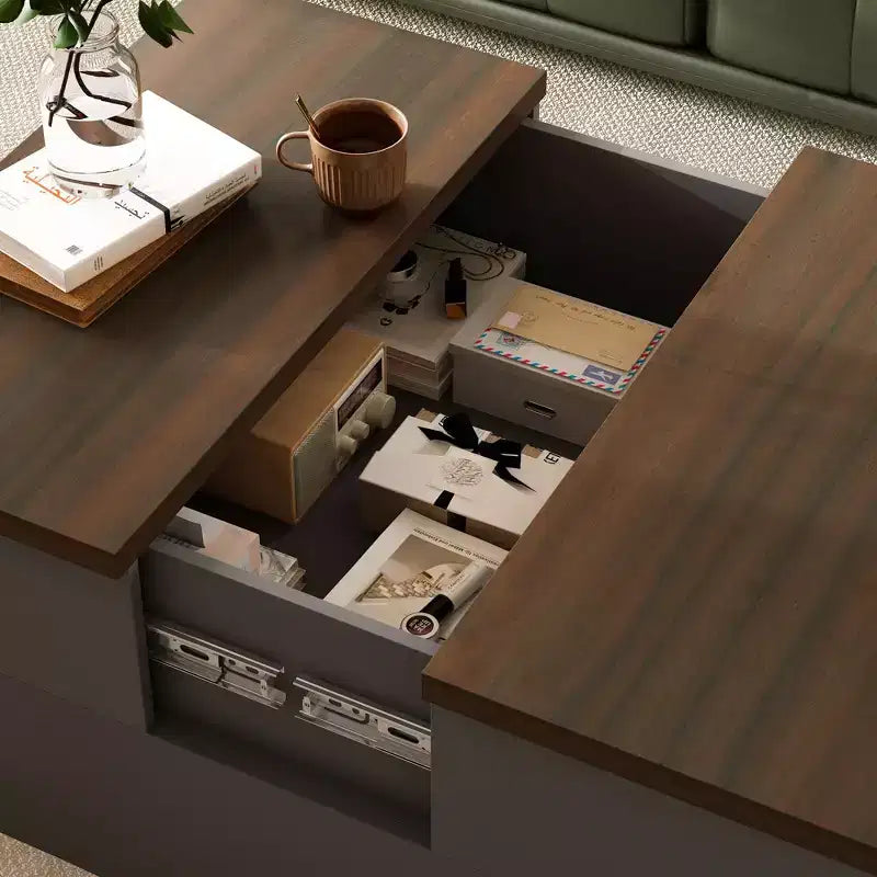 Tavolino Elegante e Funzionale - Corpo Grigio Scuro con Piano Marrone, Ideale per Soggiorni Moderni