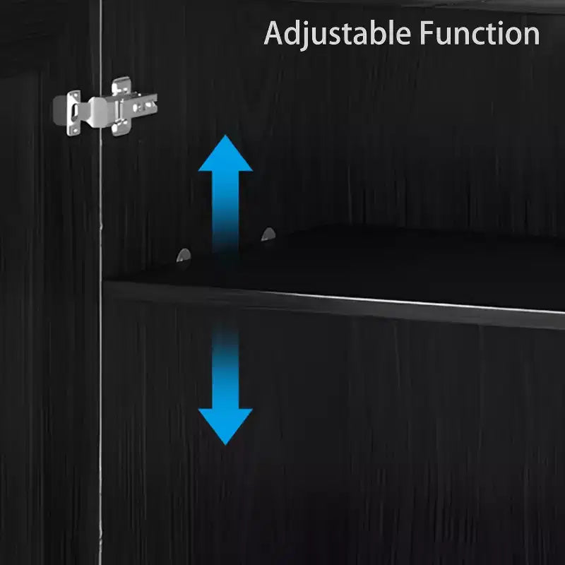 Mobile credenza con ante in legno nero 31x62x16, mobiletto contenitore con ripiani regolabili per cucina, camera da letto, ingresso, soggiorno, sala da pranzo