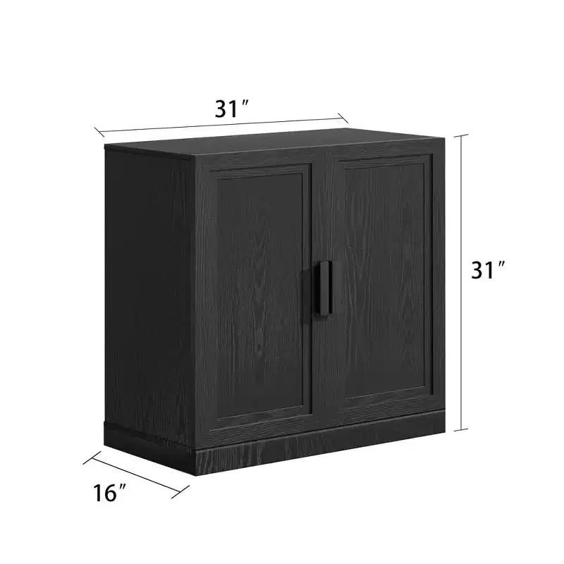 Mobile credenza con ante in legno nero 31x62x16, mobiletto contenitore con ripiani regolabili per cucina, camera da letto, ingresso, soggiorno, sala da pranzo