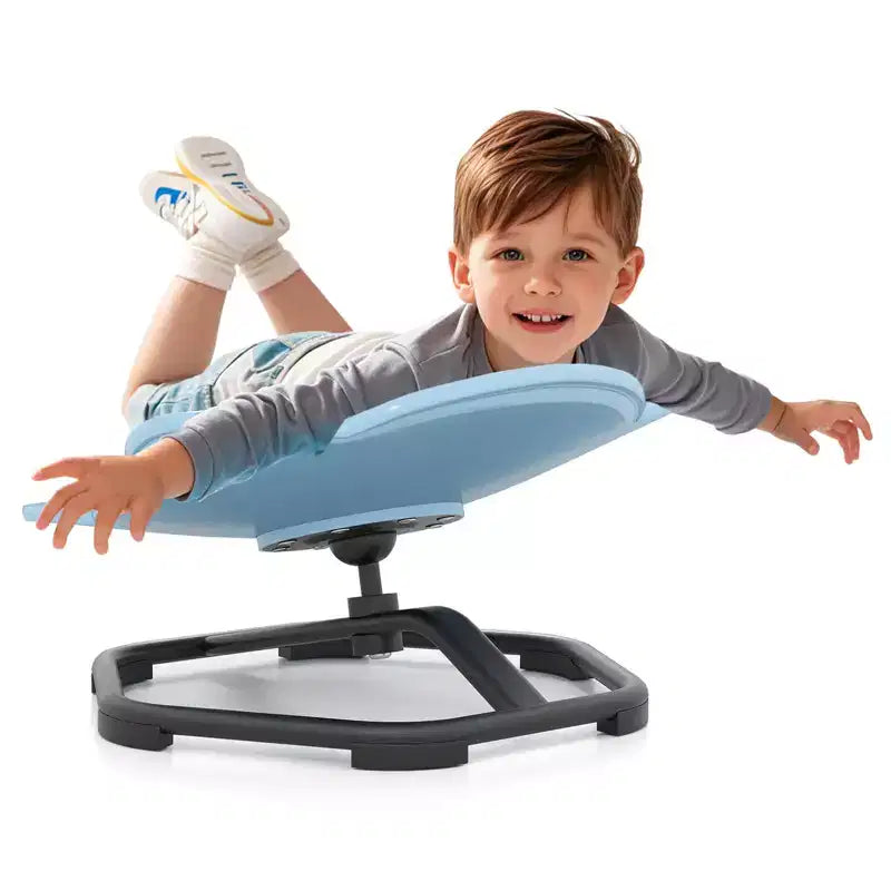 Sedia Girevole Sensoriale per Bambini con Base in Metallo Antiscivolo per Bambini Autistici Interno Esterno Elefante Blu/Rosso