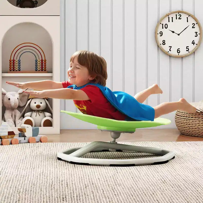 Sedia Girevole Sensoriale per Bambini con Base in Metallo Antiscivolo per Bambini Autistici Interno Esterno Elefante Blu/Rosso
