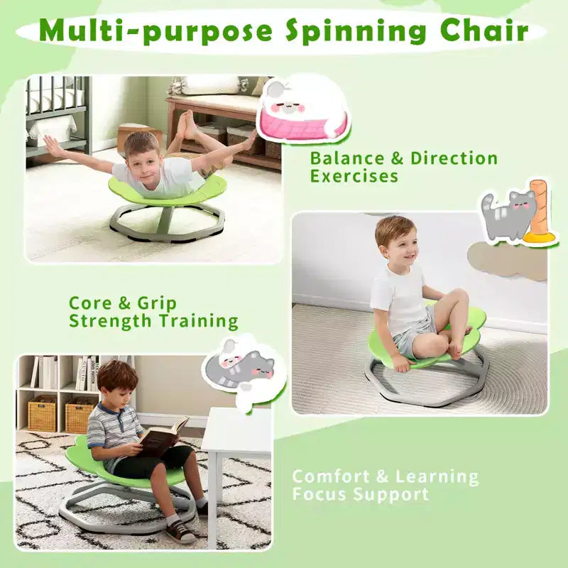 Sedia Girevole Sensoriale per Bambini con Base in Metallo Antiscivolo per Bambini Autistici Interno Esterno Elefante Blu/Rosso