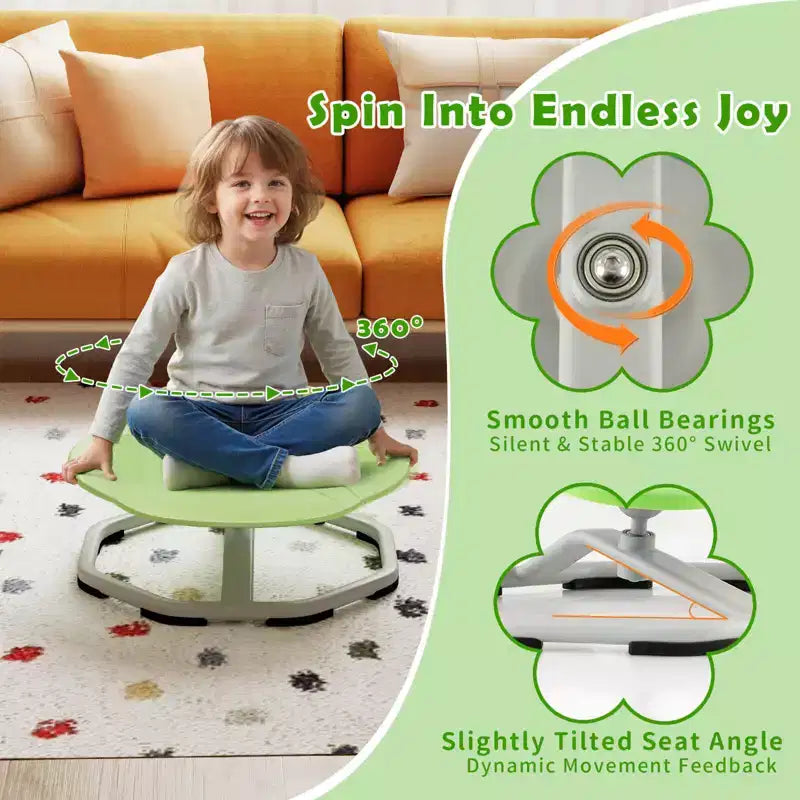Sedia Girevole Sensoriale per Bambini con Base in Metallo Antiscivolo per Bambini Autistici Interno Esterno Elefante Blu/Rosso