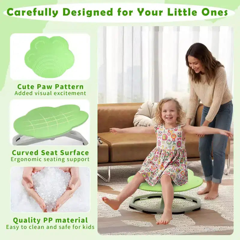 Sedia Girevole Sensoriale per Bambini con Base in Metallo Antiscivolo per Bambini Autistici Interno Esterno Elefante Blu/Rosso