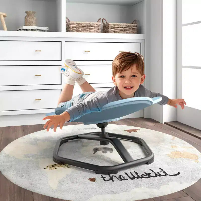 Sedia Girevole Sensoriale per Bambini con Base in Metallo Antiscivolo per Bambini Autistici Interno Esterno Elefante Blu/Rosso