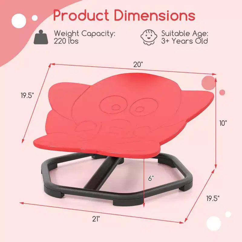 Sedia Girevole Sensoriale per Bambini con Base in Metallo Antiscivolo per Bambini Autistici Interno Esterno Elefante Blu/Rosso