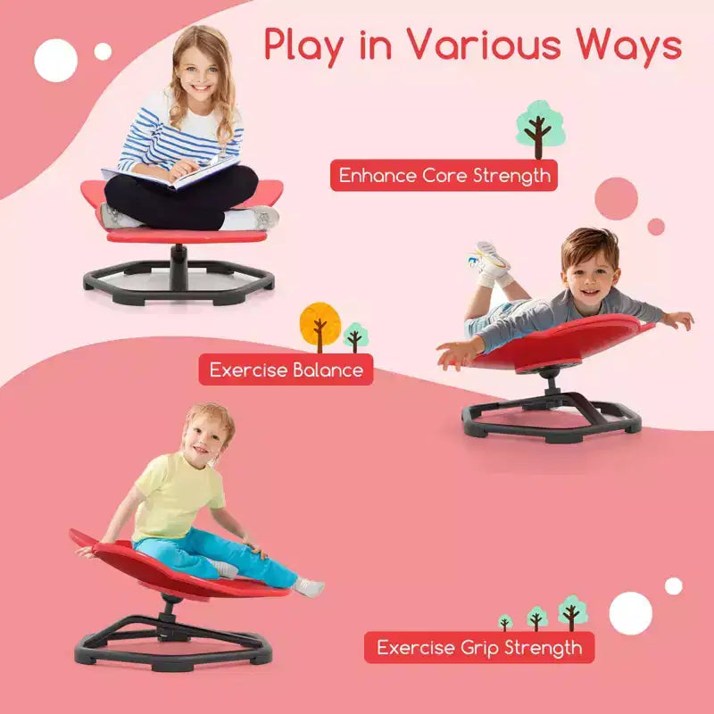 Sedia Girevole Sensoriale per Bambini con Base in Metallo Antiscivolo per Bambini Autistici Interno Esterno Elefante Blu/Rosso