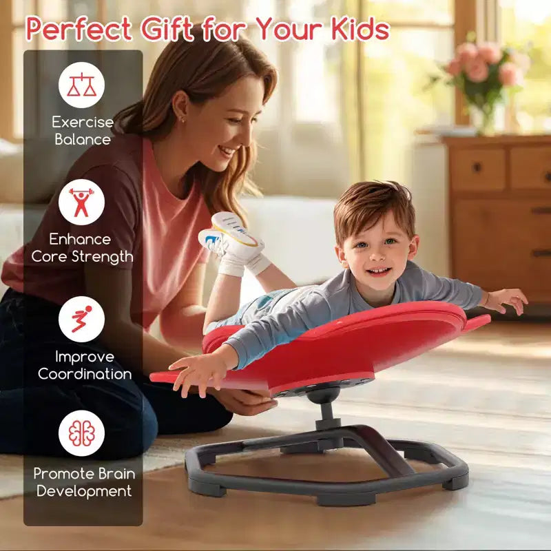 Sedia Girevole Sensoriale per Bambini con Base in Metallo Antiscivolo per Bambini Autistici Interno Esterno Elefante Blu/Rosso