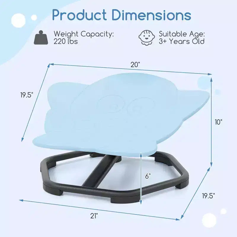 Sedia Girevole Sensoriale per Bambini con Base in Metallo Antiscivolo per Bambini Autistici Interno Esterno Elefante Blu/Rosso
