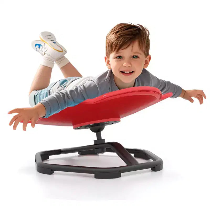 Sedia Girevole Sensoriale per Bambini con Base in Metallo Antiscivolo per Bambini Autistici Interno Esterno Elefante Blu/Rosso