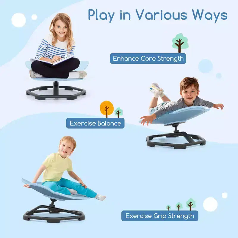 Sedia Girevole Sensoriale per Bambini con Base in Metallo Antiscivolo per Bambini Autistici Interno Esterno Elefante Blu/Rosso