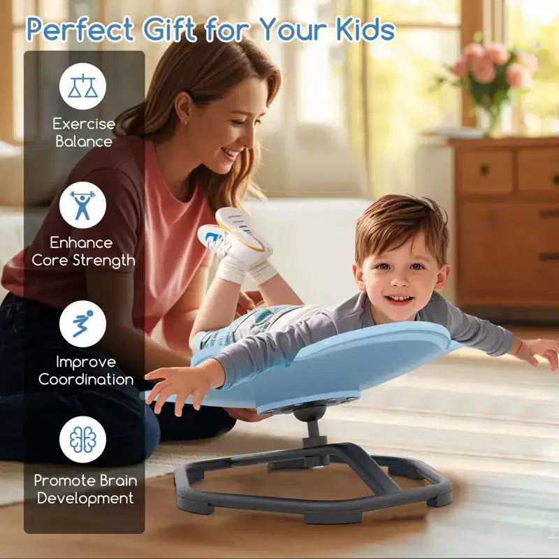 Sedia Girevole Sensoriale per Bambini con Base in Metallo Antiscivolo per Bambini Autistici Interno Esterno Elefante Blu/Rosso