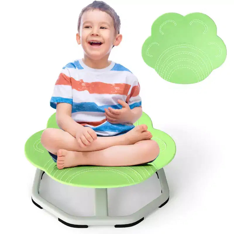 Sedia Girevole Sensoriale per Bambini con Base in Metallo Antiscivolo per Bambini Autistici Interno Esterno Elefante Blu/Rosso