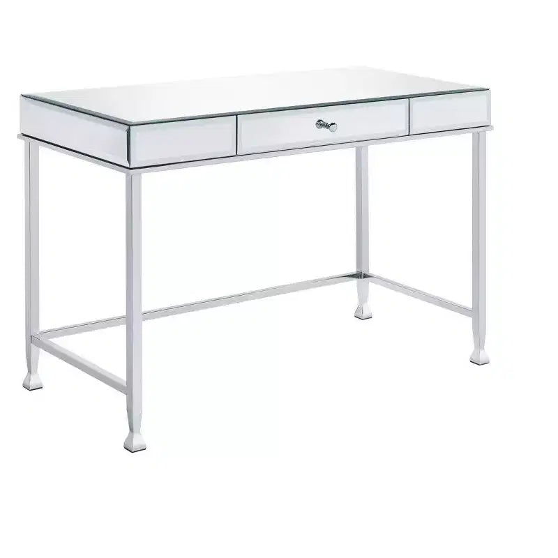 HomeRoots 42 Clear and Silver Mirrored Writing Desk