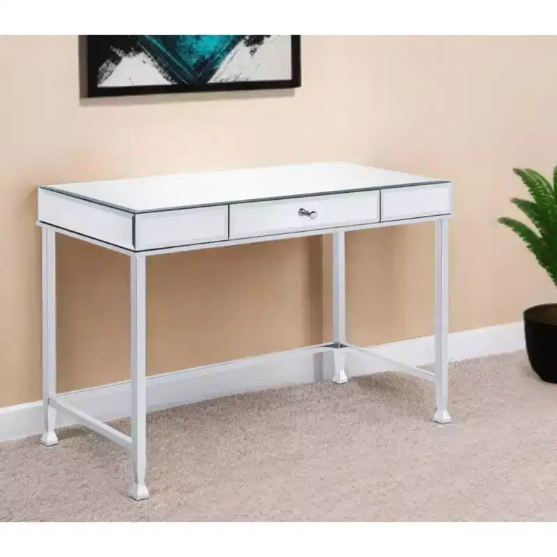 Scrittoio specchiato 42" trasparente e argento