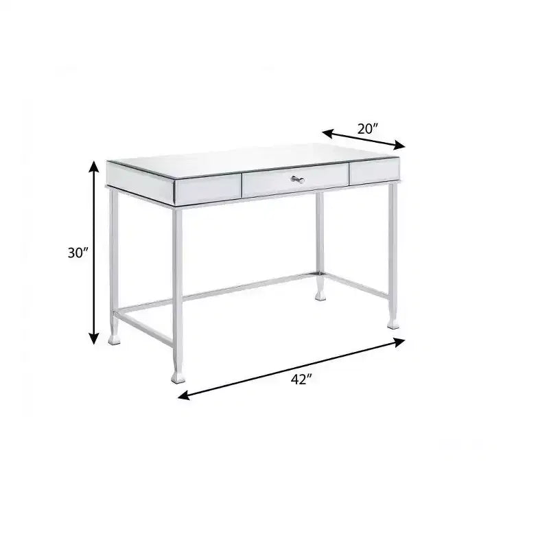 Scrittoio specchiato 42" trasparente e argento