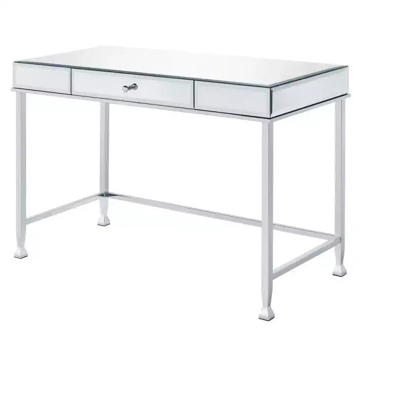 Scrittoio specchiato 42" trasparente e argento