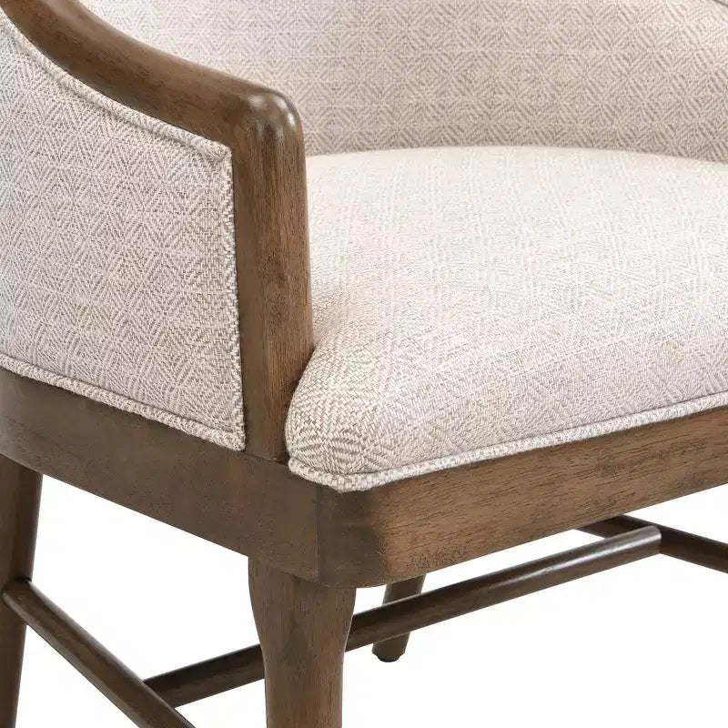 Sedia da pranzo imbottita in twill James Mid-Century Modern con schienale curvo
