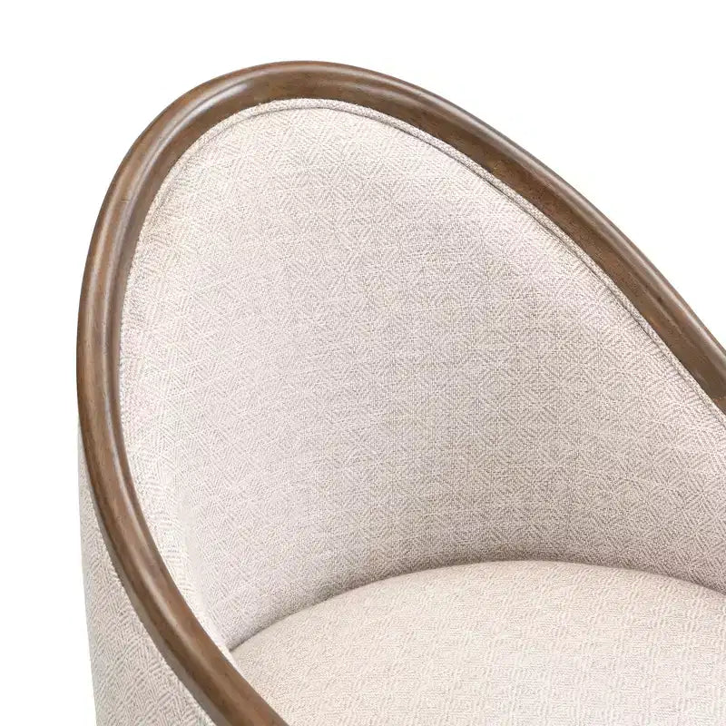 Sedia da pranzo imbottita in twill James Mid-Century Modern con schienale curvo