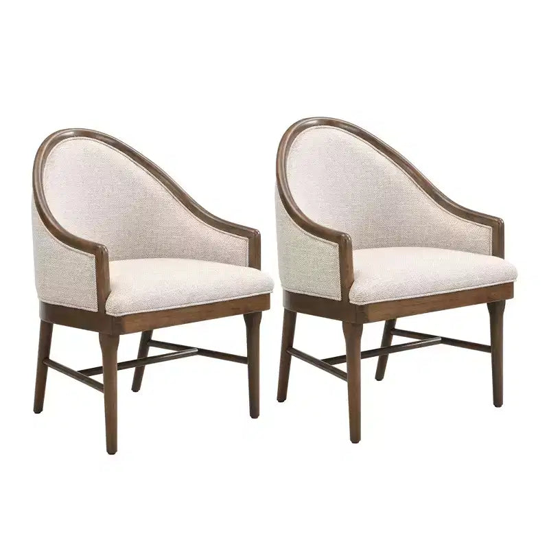 Sedia da pranzo imbottita in twill James Mid-Century Modern con schienale curvo