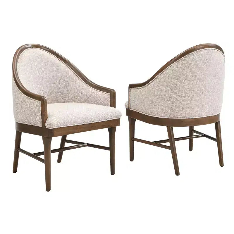 Sedia da pranzo imbottita in twill James Mid-Century Modern con schienale curvo