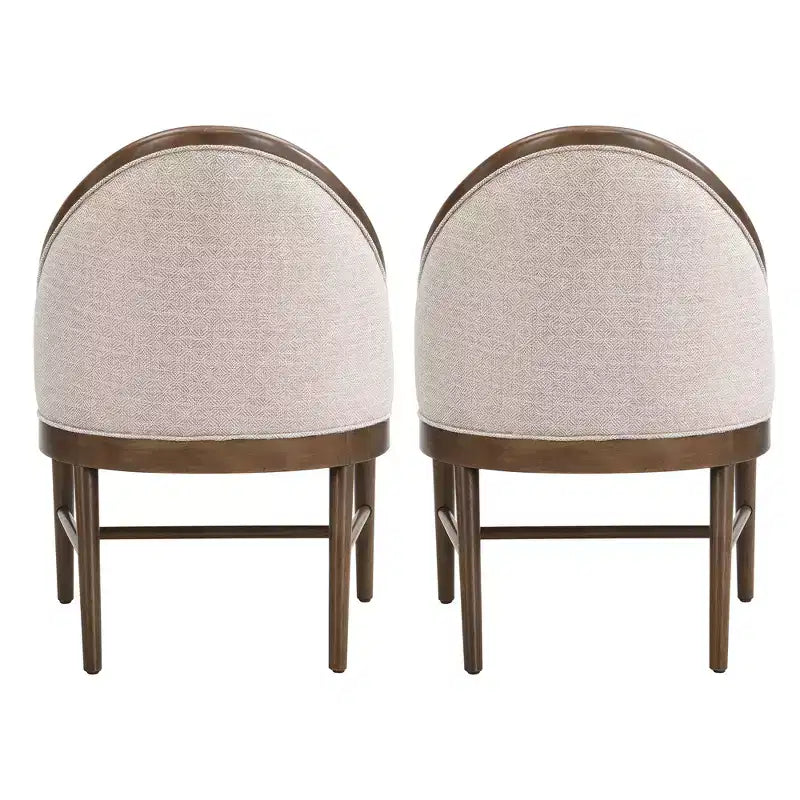Sedia da pranzo imbottita in twill James Mid-Century Modern con schienale curvo