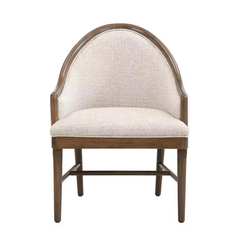 Sedia da pranzo imbottita in twill James Mid-Century Modern con schienale curvo