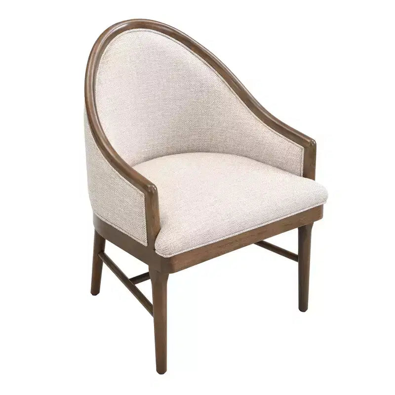 Sedia da pranzo imbottita in twill James Mid-Century Modern con schienale curvo