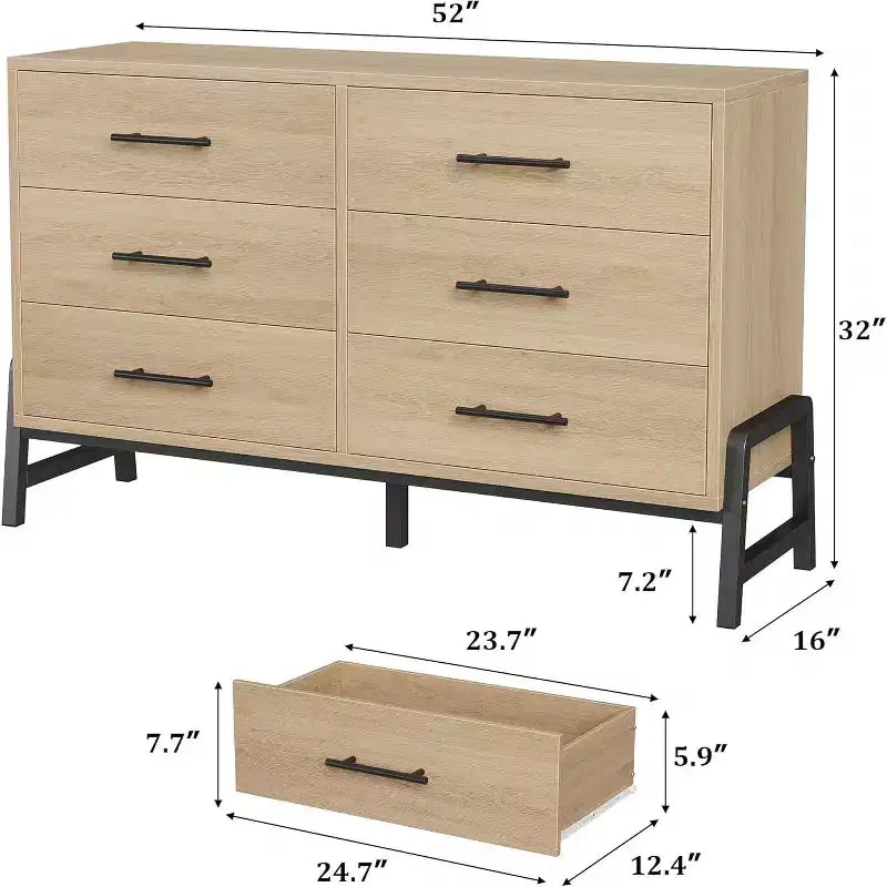 Cassettiera Rattan a 6 Cassetti con Stazione di Ricarica, Cassettiera Contenitore per Camera da Letto Soggiorno Corridoio