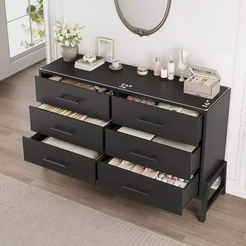 Cassettiera Rattan a 6 Cassetti con Stazione di Ricarica, Cassettiera Contenitore per Camera da Letto Soggiorno Corridoio