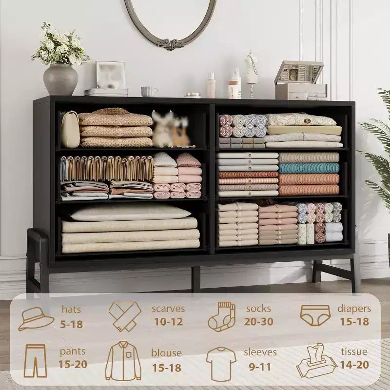 Cassettiera Rattan a 6 Cassetti con Stazione di Ricarica, Cassettiera Contenitore per Camera da Letto Soggiorno Corridoio