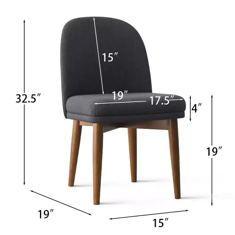 Sedie da pranzo moderne imbottite, seduta da cucina senza braccioli in misto lino con gambe in legno massello di gomma per sala da pranzo-Panipeachy