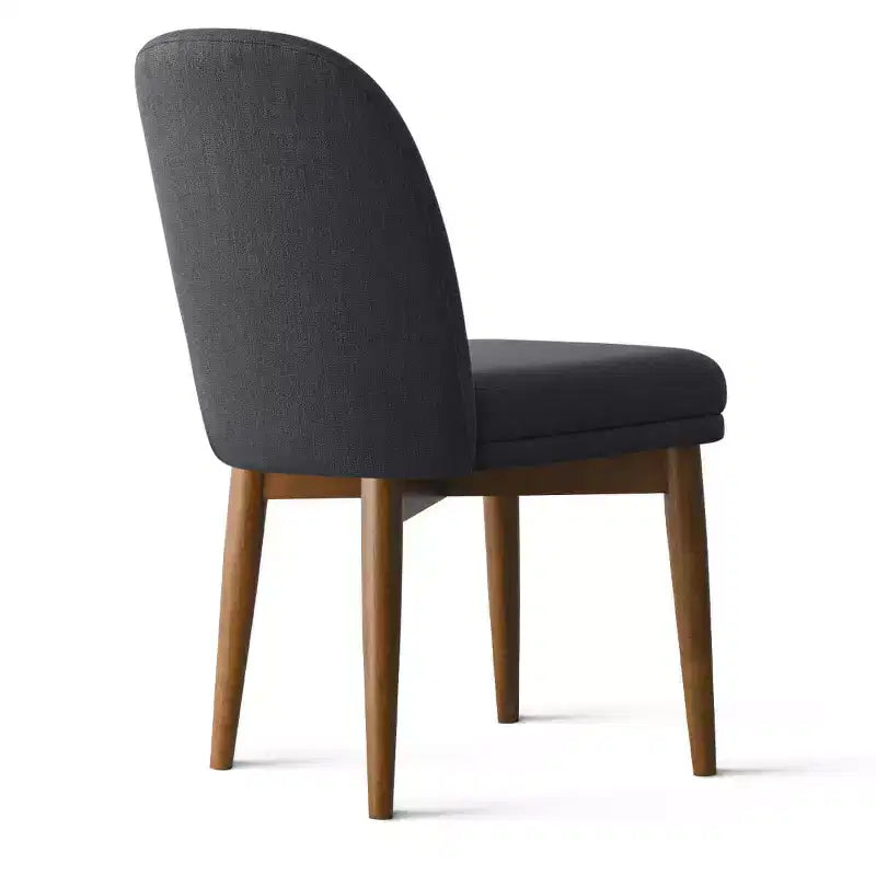 Sedie da pranzo moderne imbottite, seduta da cucina senza braccioli in misto lino con gambe in legno massello di gomma per sala da pranzo-Panipeachy