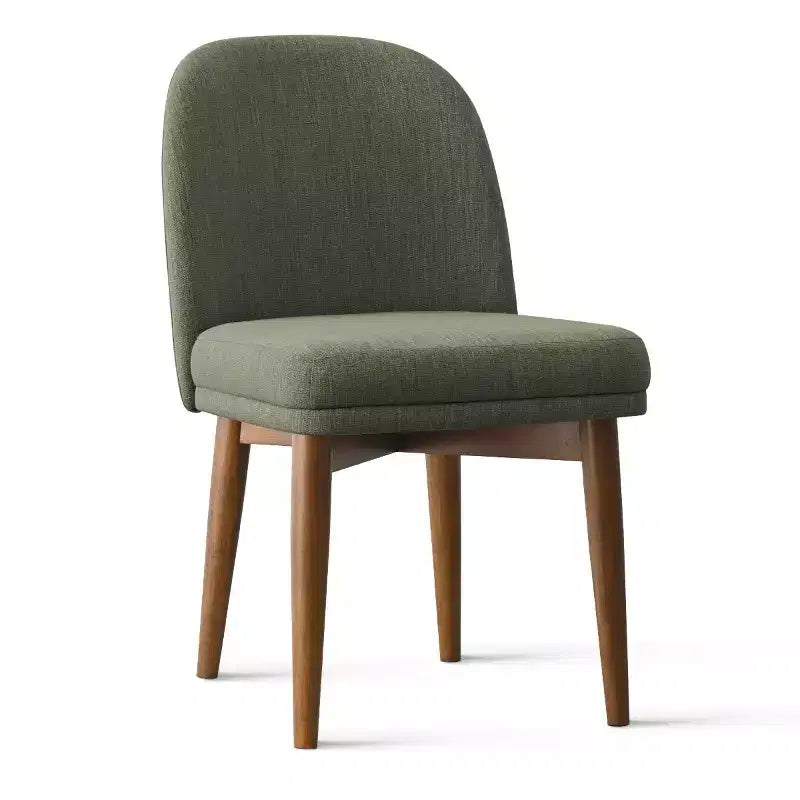 Sedie da pranzo moderne imbottite, seduta da cucina senza braccioli in misto lino con gambe in legno massello di gomma per sala da pranzo-Panipeachy