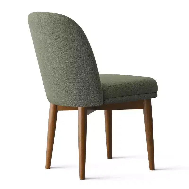 Sedie da pranzo moderne imbottite, seduta da cucina senza braccioli in misto lino con gambe in legno massello di gomma per sala da pranzo-Panipeachy