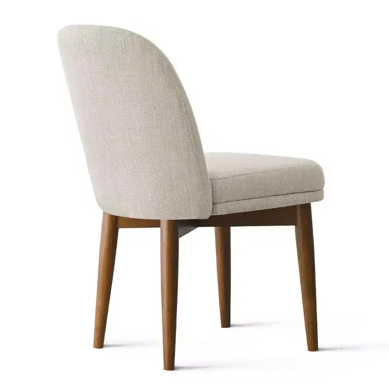 Sedie da pranzo moderne imbottite, seduta da cucina senza braccioli in misto lino con gambe in legno massello di gomma per sala da pranzo-Panipeachy