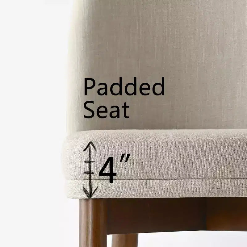 Sedie da pranzo moderne imbottite, seduta da cucina senza braccioli in misto lino con gambe in legno massello di gomma per sala da pranzo-Panipeachy