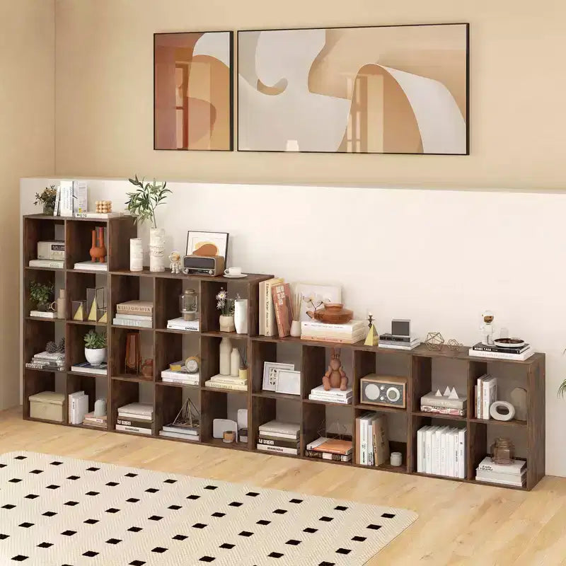 Libreria aperta con kit antiribaltamento, scaffale moderno per studio nero/bianco/naturale/marrone