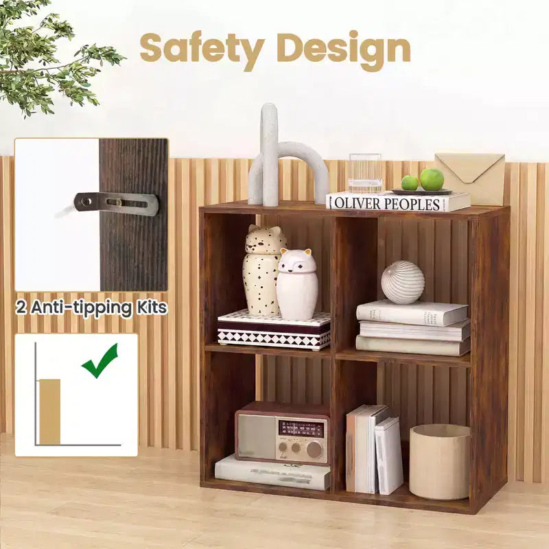 Libreria aperta con kit antiribaltamento, scaffale moderno per studio nero/bianco/naturale/marrone