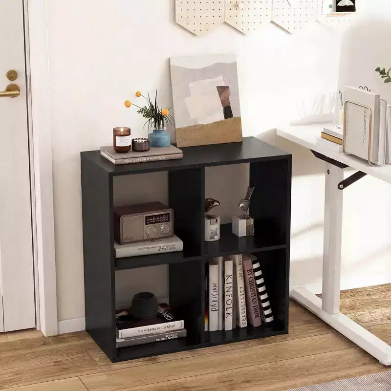 Libreria aperta con kit antiribaltamento, scaffale moderno per studio nero/bianco/naturale/marrone