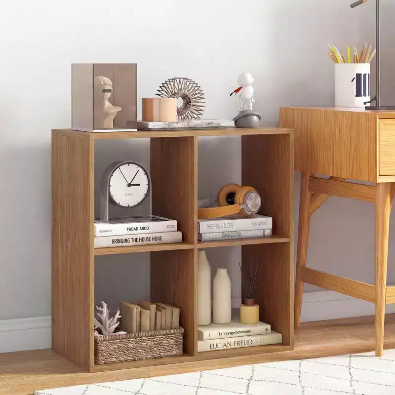 Libreria aperta con kit antiribaltamento, scaffale moderno per studio nero/bianco/naturale/marrone