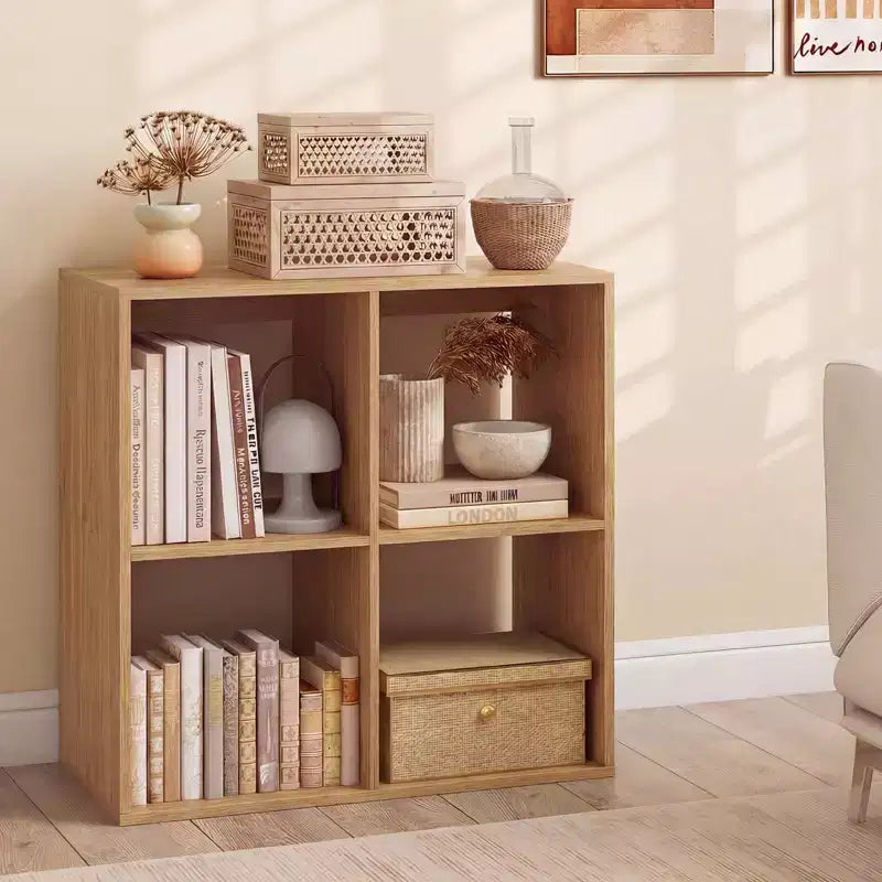 Libreria aperta con kit antiribaltamento, scaffale moderno per studio nero/bianco/naturale/marrone