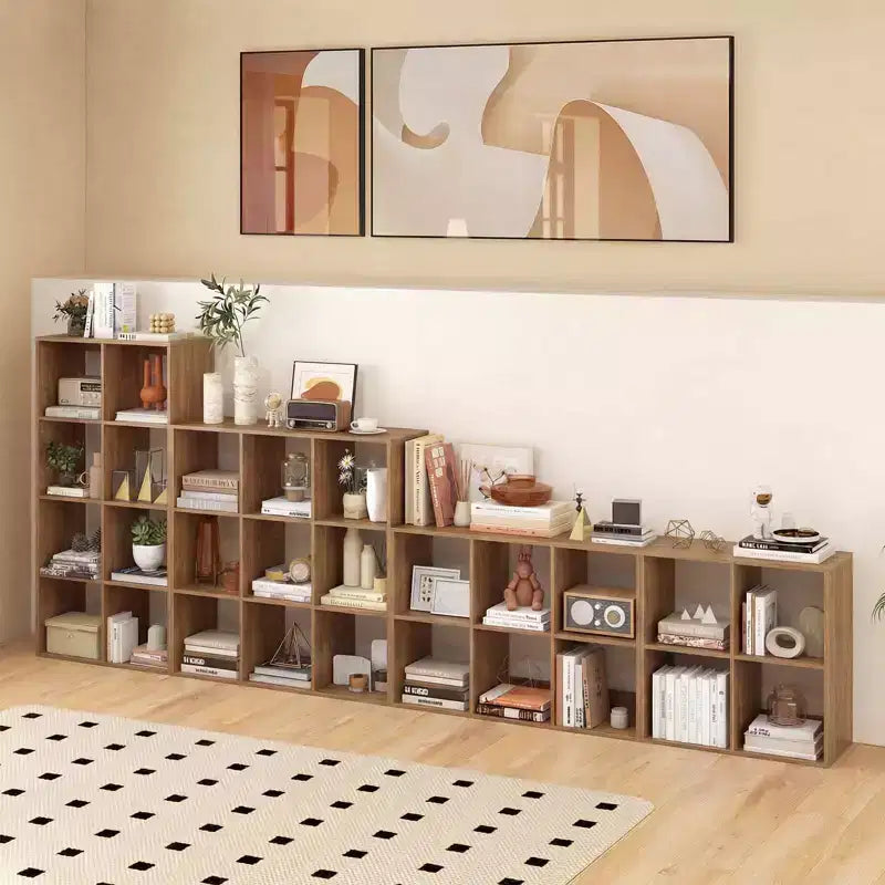 Libreria aperta con kit antiribaltamento, scaffale moderno per studio nero/bianco/naturale/marrone