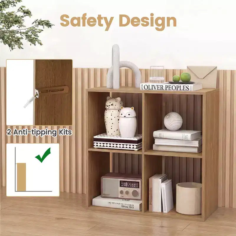 Libreria aperta con kit antiribaltamento, scaffale moderno per studio nero/bianco/naturale/marrone