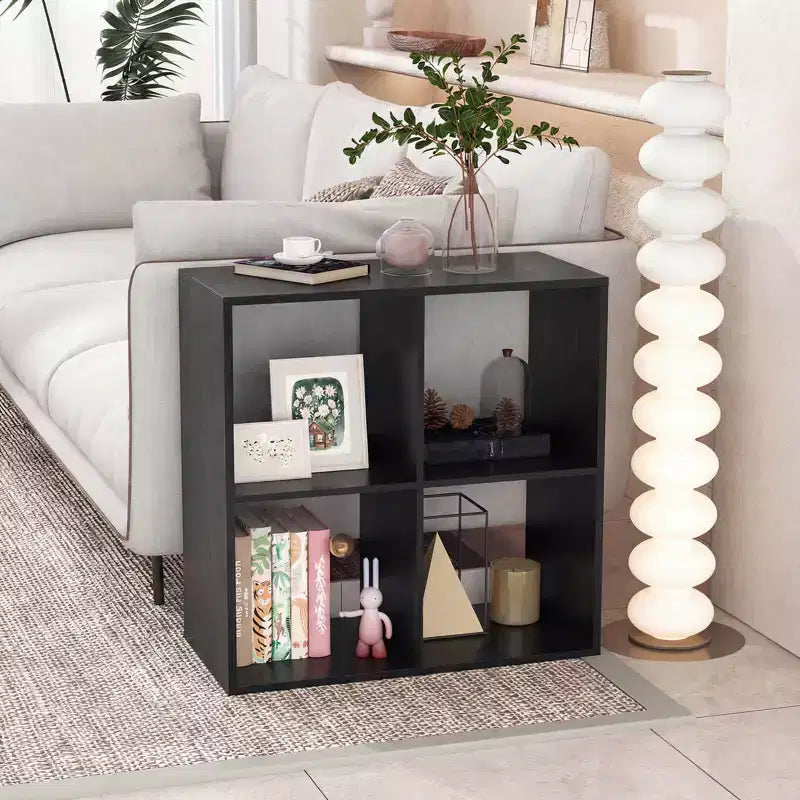 Libreria aperta con kit antiribaltamento, scaffale moderno per studio nero/bianco/naturale/marrone